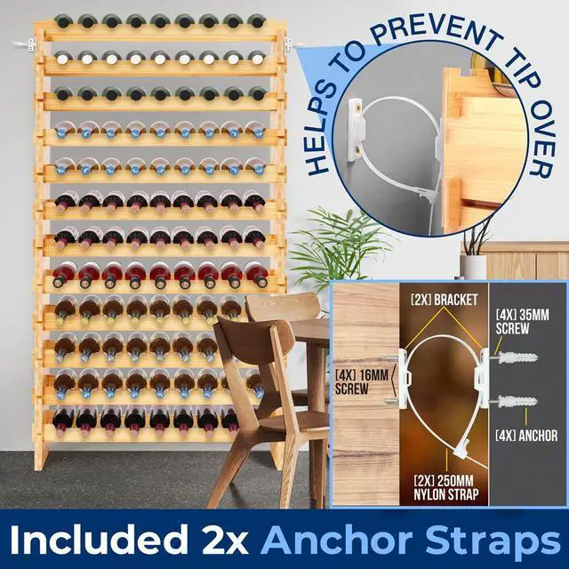 Alt view image 2 of 7 - NutriChef 108-Bottle 12-Tier Bamboo Wine Rack Organizer - SLWMDSF960 - 33.5"x10"x62.8"
