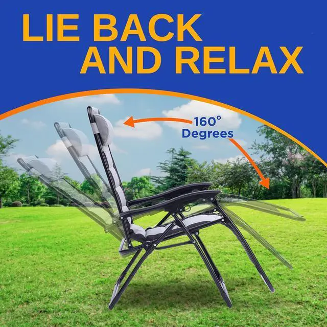 Alt view image 7 of 7 - SereneLife Adjustable Padded Zero Gravity Chair with Side Table - SL1ZGRCP21 - Gray/Black