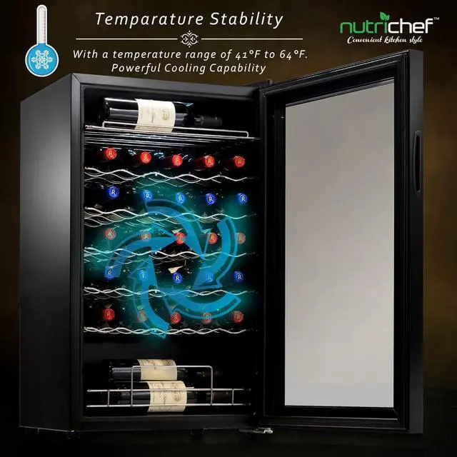 Alt view image 5 of 7 - NutriChef 34-Bottle Single-Zone Wine Chilling Refrigerator - PKCWC340