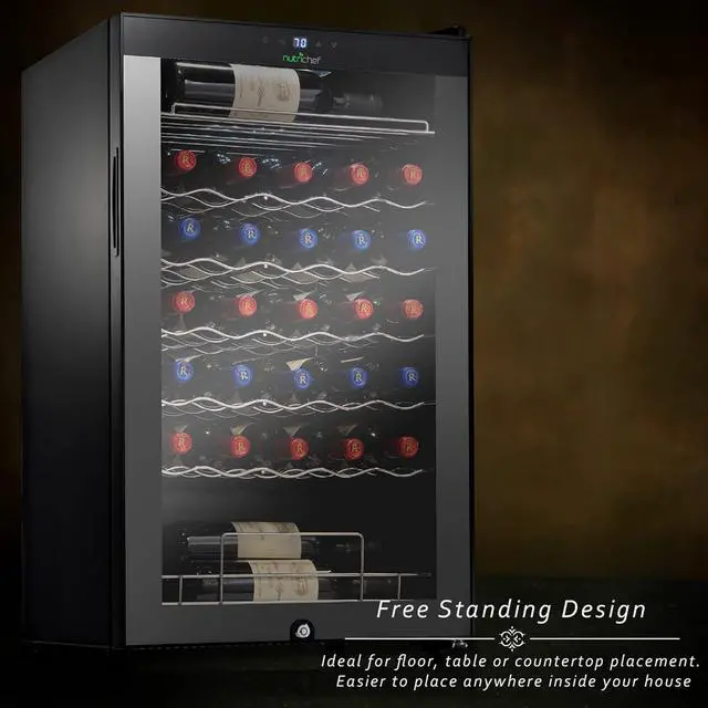Alt view image 7 of 7 - NutriChef 34-Bottle Single-Zone Wine Chilling Refrigerator - PKCWC340