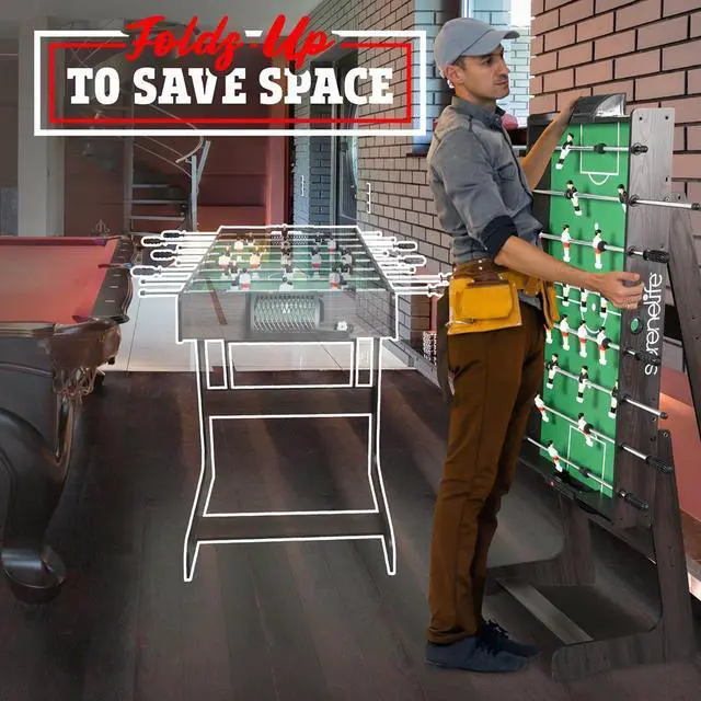 Alt view image 3 of 6 - SereneLife 48" Foldable Foosball Table with 2 Balls - SLFSBLFD10A - Game Room Ready