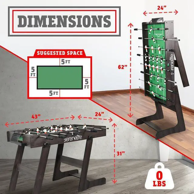 Alt view image 4 of 6 - SereneLife 48" Foldable Foosball Table with 2 Balls - SLFSBLFD10A - Game Room Ready