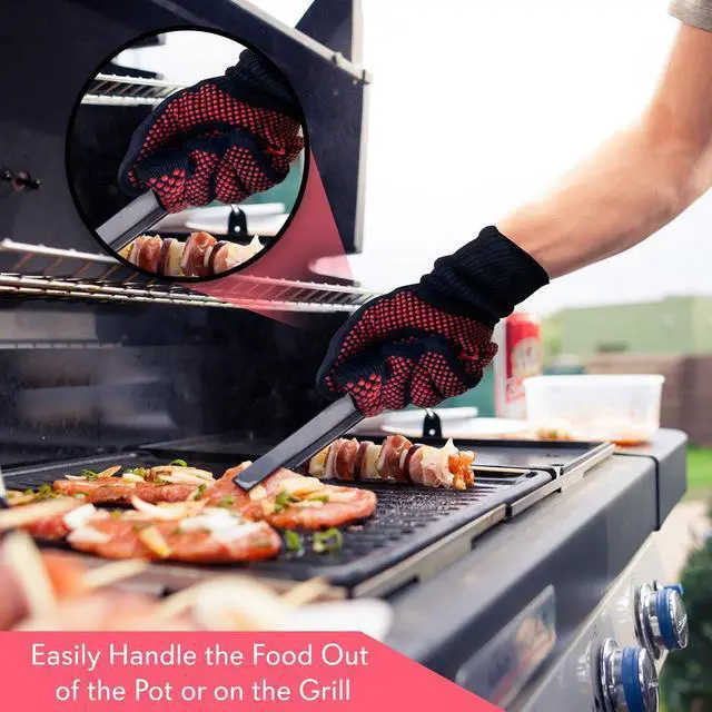 Alt view image 7 of 7 - NutriChef 1472 Extreme Heat Resistant BBQ Grill Gloves - NCGRGLV03 - 14"