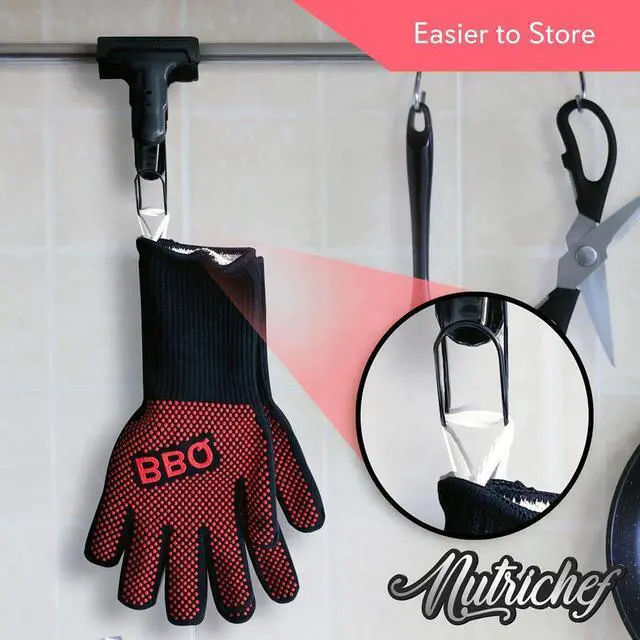 Alt view image 6 of 7 - NutriChef 1472 Extreme Heat Resistant BBQ Grill Gloves - NCGRGLV03 - 14"