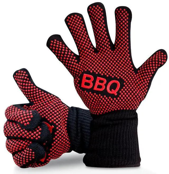 Main image of NutriChef 1472 Extreme Heat Resistant BBQ Grill Gloves - NCGRGLV03 - 14"