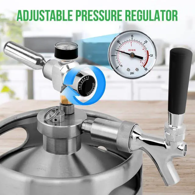Alt view image 4 of 7 - NutriChef 128oz Double Wall Stainless Steel Mini Keg Beer Dispenser with CO2 Regulator - PKBRTP299