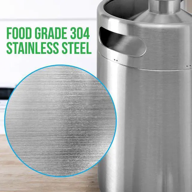 Alt view image 2 of 7 - NutriChef 128oz Double Wall Stainless Steel Mini Keg Beer Dispenser with CO2 Regulator - PKBRTP299