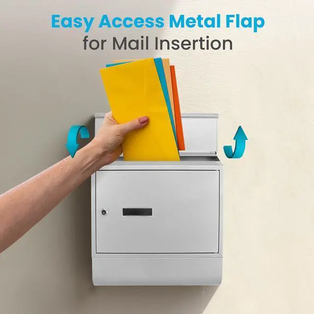 Alt view image 4 of 7 - SereneLife Wall Mount Locking Mailbox with Secure Key and Lock Mechanism - SLMAB06
