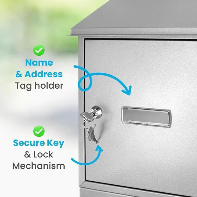 Alt view image 5 of 7 - SereneLife Wall Mount Locking Mailbox with Secure Key and Lock Mechanism - SLMAB06