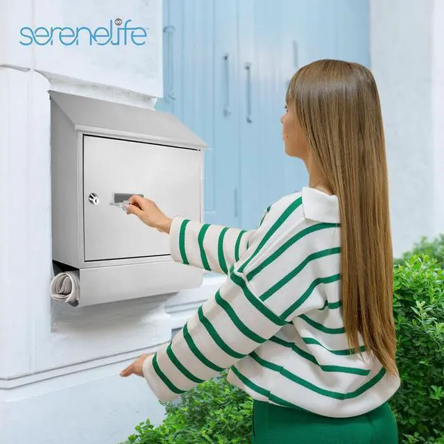 Alt view image 6 of 7 - SereneLife Wall Mount Locking Mailbox with Secure Key and Lock Mechanism - SLMAB06