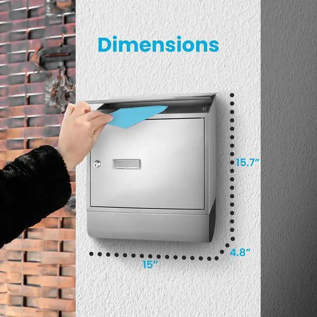 Alt view image 2 of 7 - SereneLife Wall Mount Locking Mailbox with Secure Key and Lock Mechanism - SLMAB06