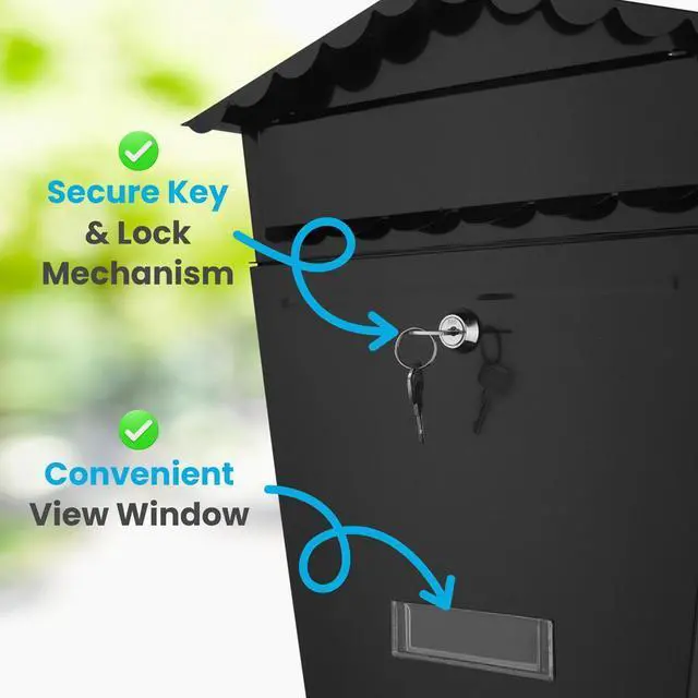 Alt view image 3 of 7 - SereneLife Wall Mount Locking Mailbox - SLMAB02 - Galvanized Steel