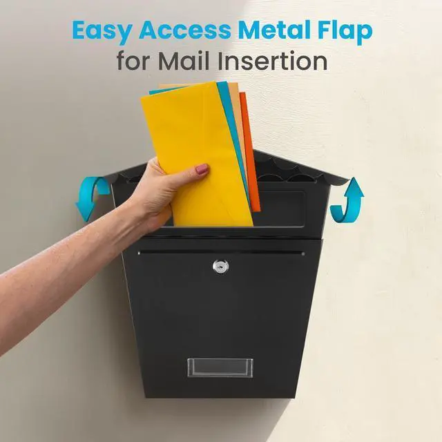 Alt view image 5 of 7 - SereneLife Wall Mount Locking Mailbox - SLMAB02 - Galvanized Steel