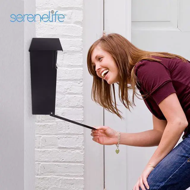 Alt view image 7 of 7 - SereneLife Wall Mount Locking Mailbox - SLMAB02 - Galvanized Steel