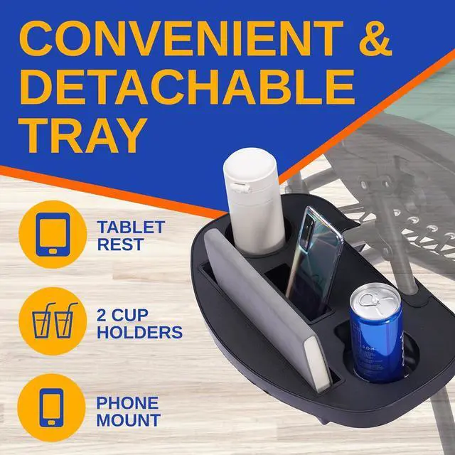 Alt view image 6 of 7 - SereneLife Adjustable Padded Zero Gravity Lawn Chair with Side Table & Pillow - SL1ZGRCP36 - Green and Black