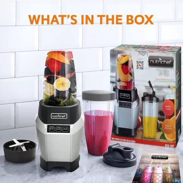 Alt view image 4 of 7 - NutriChef High-Speed 1000W Electric Pro Blender with Travel Cups & Pulse Blend - NCBL1000