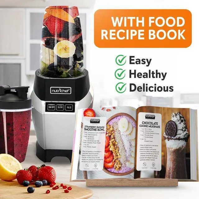 Alt view image 3 of 7 - NutriChef High-Speed 1000W Electric Pro Blender with Travel Cups & Pulse Blend - NCBL1000