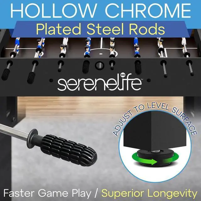 Alt view image 2 of 7 - SereneLife 48" Competition Foosball Table with 2 Balls & Cup Holders - SLFSBLT75BK - Black
