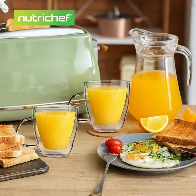 Alt view image 7 of 7 - NutriChef 5.2oz Clear Glass Coffee Mug Set - NGCOF702 - 2-Piece Hand-Blown Thermal Shock Resistant Glasses