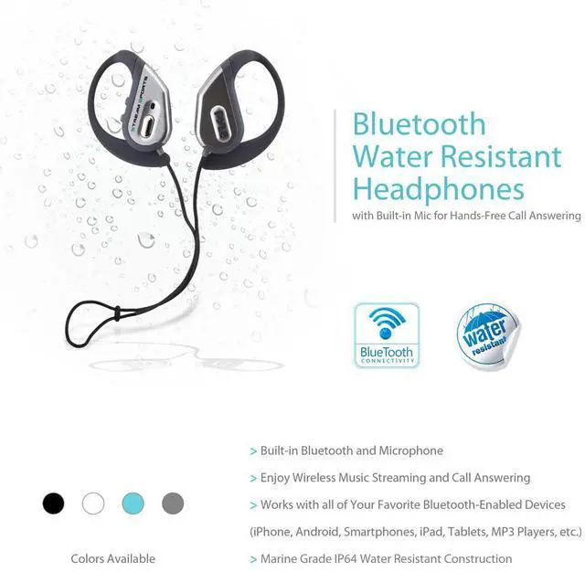 Alt view image 5 of 10 - Pyle Water-Resistant Bluetooth Sports Headphones - Built-in Mic, Wireless Music Streaming, Comfortable Fit for Exercise - PWBH18SL (Silver)
