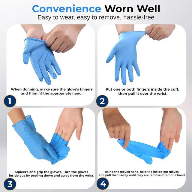 Alt view image 4 of 7 - SereneLife 100 Pcs. Soft Industrial Gloves, Large Disposable Nitrile Gloves, Latex Free, Puncture Resistant, Non-Sterile, Textured Grip, Ideal for Automotive, Household, Food Service, Cleaning