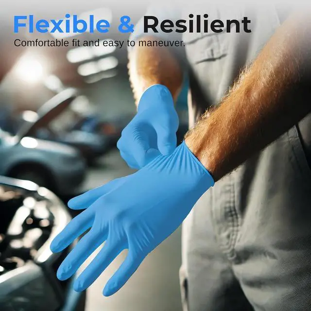 Alt view image 2 of 7 - SereneLife 100 Pcs. Soft Industrial Gloves, Large Disposable Nitrile Gloves, Latex Free, Puncture Resistant, Non-Sterile, Textured Grip, Ideal for Automotive, Household, Food Service, Cleaning