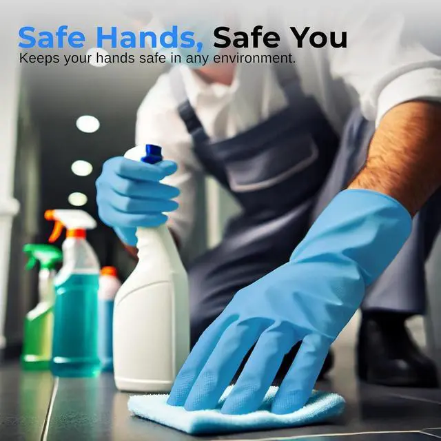 Alt view image 6 of 7 - SereneLife 100 Pcs. Soft Industrial Gloves, Large Disposable Nitrile Gloves, Latex Free, Puncture Resistant, Non-Sterile, Textured Grip, Ideal for Automotive, Household, Food Service, Cleaning