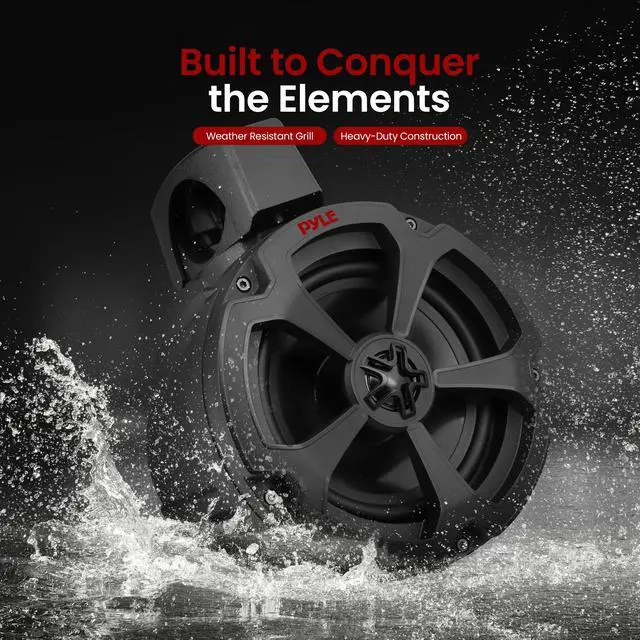 Alt view image 2 of 5 - Pyle Water-Resistant Marine Off Road Speakers - UTV Compact PowerSport Vehicle Passive Speaker System 1200 Watt Peak, Compact, High-Powered Output
