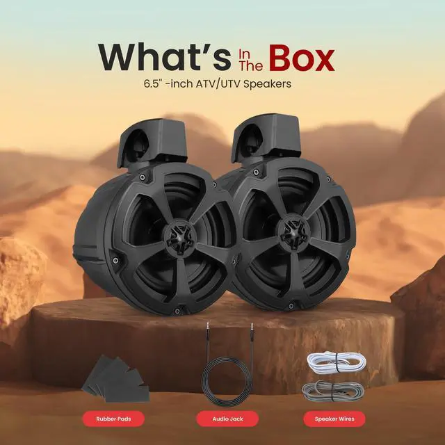 Alt view image 3 of 5 - Pyle Water-Resistant Marine Off Road Speakers - UTV Compact PowerSport Vehicle Passive Speaker System 1200 Watt Peak, Compact, High-Powered Output