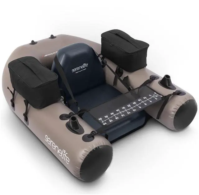 Main image of Serenelife Inflatable Fishing Float Tube  PVC Belly Boat for Angling with Fishing Rod Holders, 2 Waterproof Storage Pockets, Fish Ruler, 220 lbs Capacity