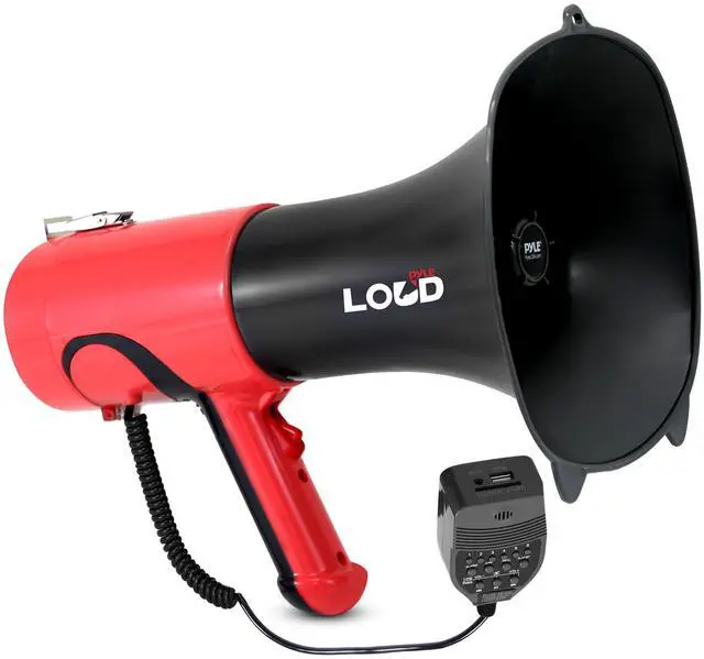 Main image of Pyle Portable Megaphone Bullhorn - Bluetooth Compatible PA Speaker with Built-in Voice Changer, 1500 Yard Range, Siren, 100W Adjustable Vol Control, Loudspeaker for Outdoor Sports & Safety Drills