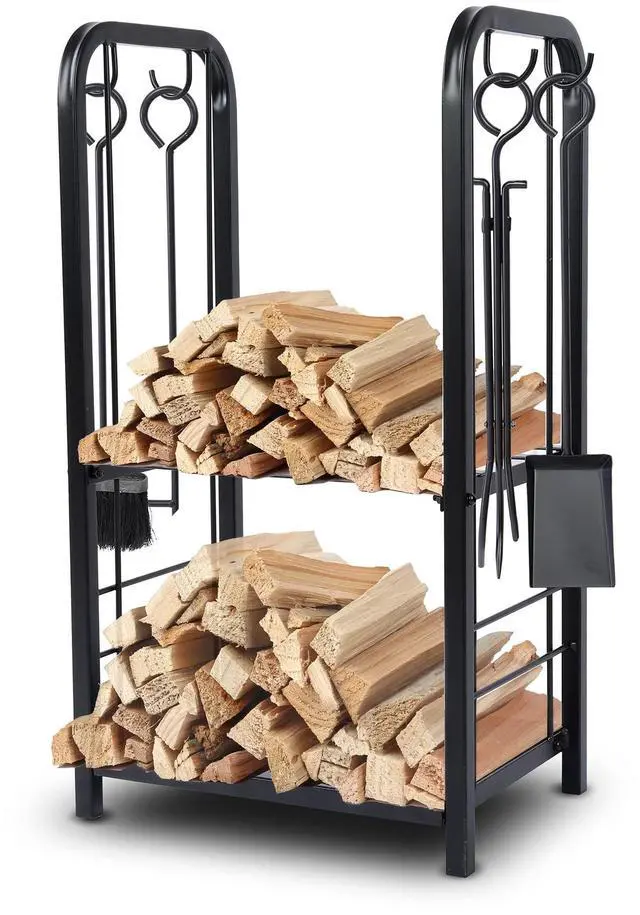 Main image of SereneLife Firewood Storage Rack - Heavy Duty Wood Stackers Organizer, 220 lbs weight Log Capacity, Stack up your Logs and Keeps it Dry, Suitable for any Seasons, Perfect for Indoor and Outdoors