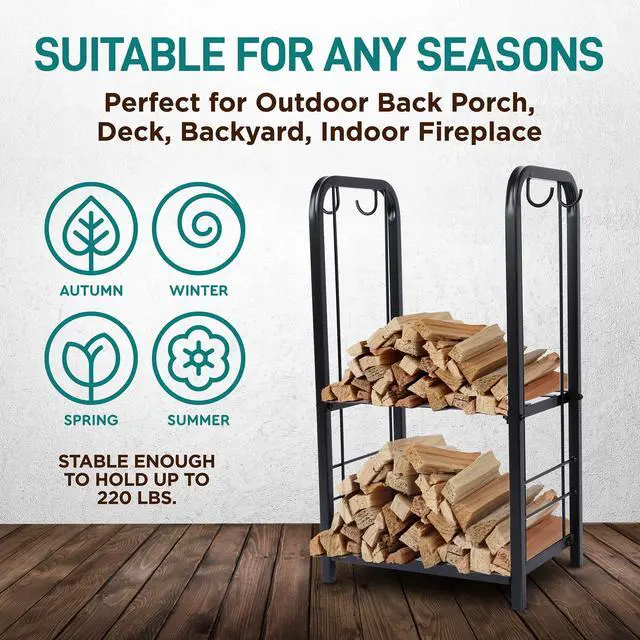 Alt view image 4 of 5 - SereneLife Firewood Storage Rack - Heavy Duty Wood Stackers Organizer, 220 lbs weight Log Capacity, Stack up your Logs and Keeps it Dry, Suitable for any Seasons, Perfect for Indoor and Outdoors