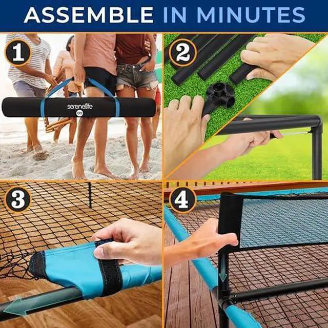Alt view image 7 of 7 - SereneLife Trampoline Ping Pong Table - Heavy Duty Powder Coated Steel Frame and Connectors - Full Size 94" - Hand Pong Game Table with Paddles, Small, Large Balls - Indoor/Outdoor, Beach, Game Room
