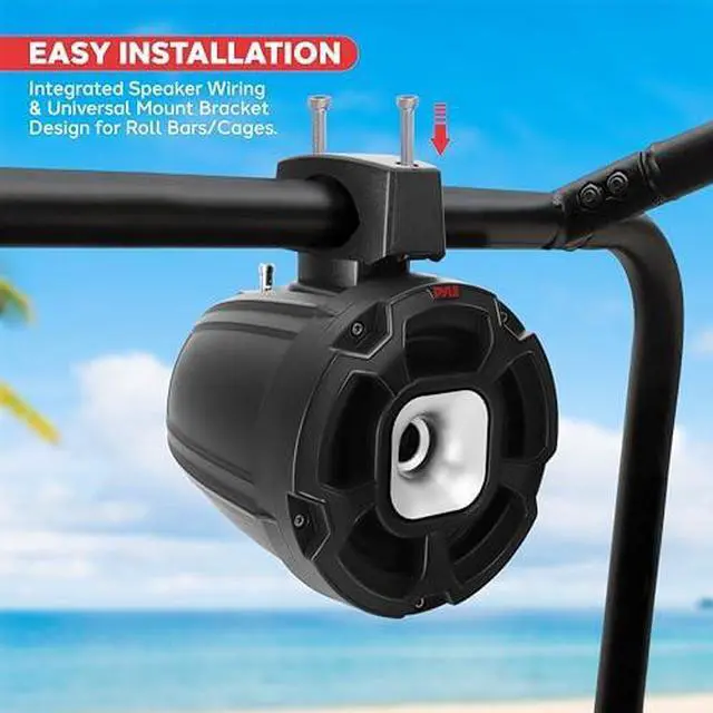 Alt view image 4 of 6 - Pyle  6.5 Water-Resistant Marine Speakers - UTV Compact PowerSport Vehicle Speaker System - 1300 WATT - 2-Way Full Range Stereo Sound Reproduction, PLUTV68HRW