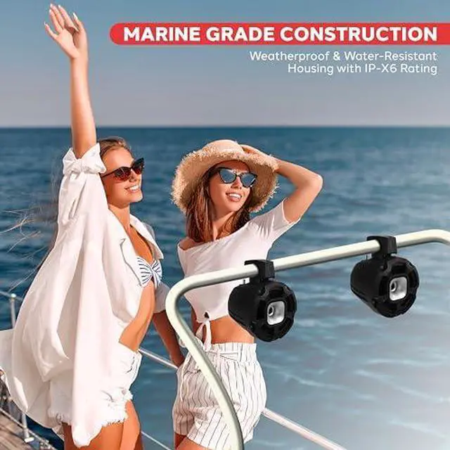 Alt view image 5 of 6 - Pyle  6.5 Water-Resistant Marine Speakers - UTV Compact PowerSport Vehicle Speaker System - 1300 WATT - 2-Way Full Range Stereo Sound Reproduction, PLUTV68HRW