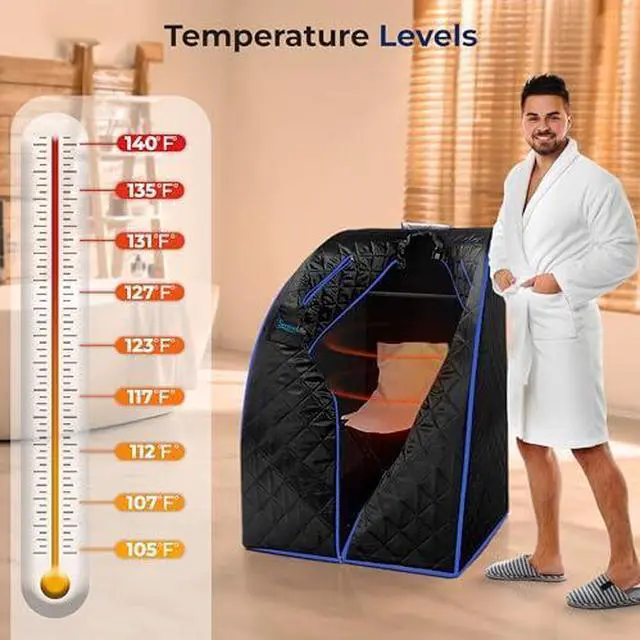 Alt view image 2 of 7 - SereneLife Portable Sauna Box for Home, Infrared Sauna Tent with Heated Foot Pad and Folding Chair, Remote Control In-Home Spa, 38" x 32 - (Black)