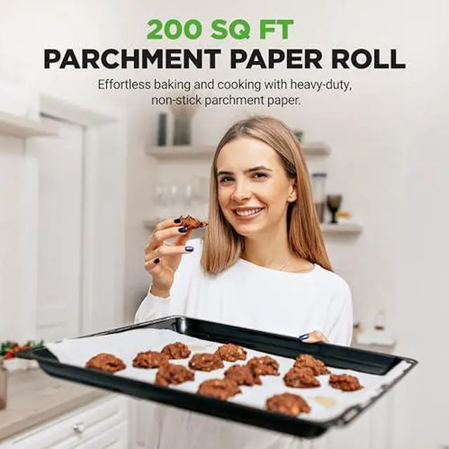 Alt view image 6 of 6 - NutriChef 200 Square Foot Parchment Paper Roll | Heavy Duty Parchment Paper Roll for Baking, Easy to Cut & Non-stick Cooking Paper for Cookies, Air Frying & Grilling | Length & Width 160 FT. x 15 IN