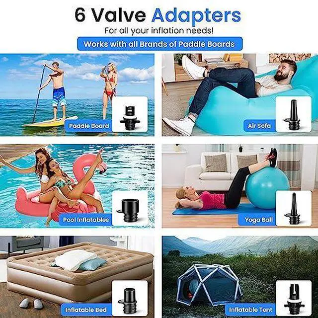 Alt view image 3 of 7 - SereneLife Inflatable Paddle Board Pump Compressor - 20PSI High Pressure SUP Inflator - 12V DC Car Connector - Electric Air Pump for Paddle Boards, Boats, Rafts, Pool Toys, Water Sports
