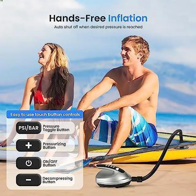 Alt view image 2 of 7 - SereneLife Inflatable Paddle Board Pump Compressor - 20PSI High Pressure SUP Inflator - 12V DC Car Connector - Electric Air Pump for Paddle Boards, Boats, Rafts, Pool Toys, Water Sports
