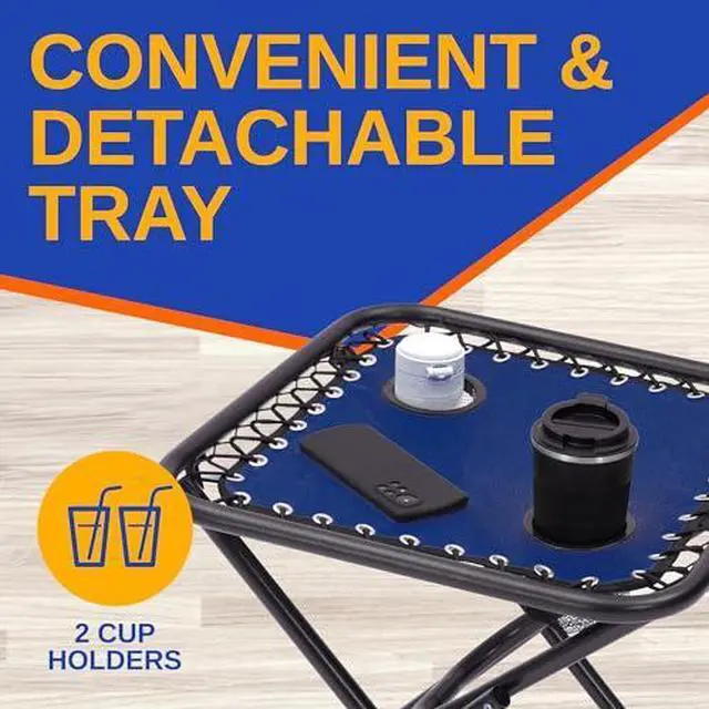 Alt view image 6 of 6 - SereneLife Zero Gravity Chairs Set of 2 - Adjustable Outdoor Lounge Chairs with Side Table, Cup Holders, Removable Pillows, Folding Portable Camping Chairs for Patio, Backyard, Beach - Blue