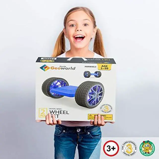 Alt view image 4 of 7 - Hurtle Magnetic Blocks Wheels Set - Compatible with Other Brands of Standard Size Magnetic Tiles, Magnetic Toys Wheels Bases for Kids/Toddlers (2 pcs.)