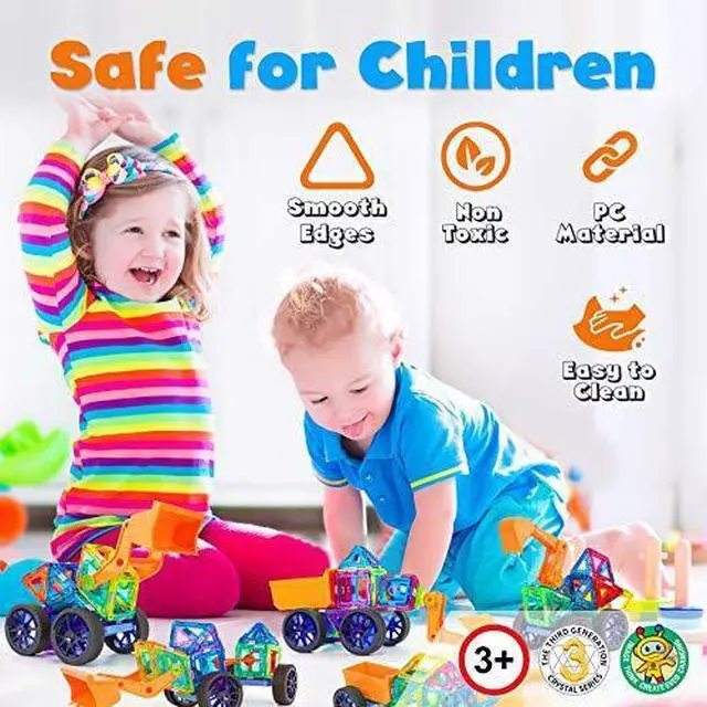 Alt view image 3 of 7 - Hurtle Magnetic Blocks Wheels Set - Compatible with Other Brands of Standard Size Magnetic Tiles, Magnetic Toys Wheels Bases for Kids/Toddlers (2 pcs.)