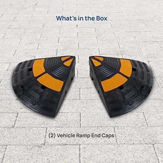 Alt view image 3 of 7 - PYLE Vehicle Curb Ramp End Caps - 2PC Heavy Duty Rubber Threshold Driveway End Caps for Loading Dock, Garage, Sidewalk, Truck, Scooter, Bike, Motorcycle, Wheelchair Mobility - Pyle PCRBDR40