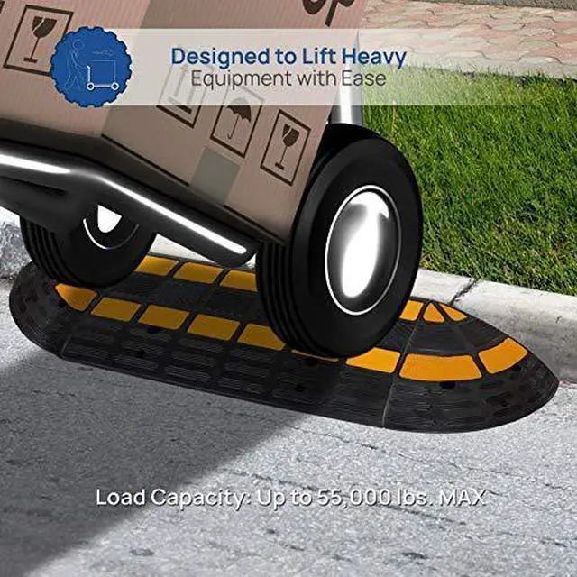 Alt view image 2 of 7 - PYLE Vehicle Curb Ramp End Caps - 2PC Heavy Duty Rubber Threshold Driveway End Caps for Loading Dock, Garage, Sidewalk, Truck, Scooter, Bike, Motorcycle, Wheelchair Mobility - Pyle PCRBDR40