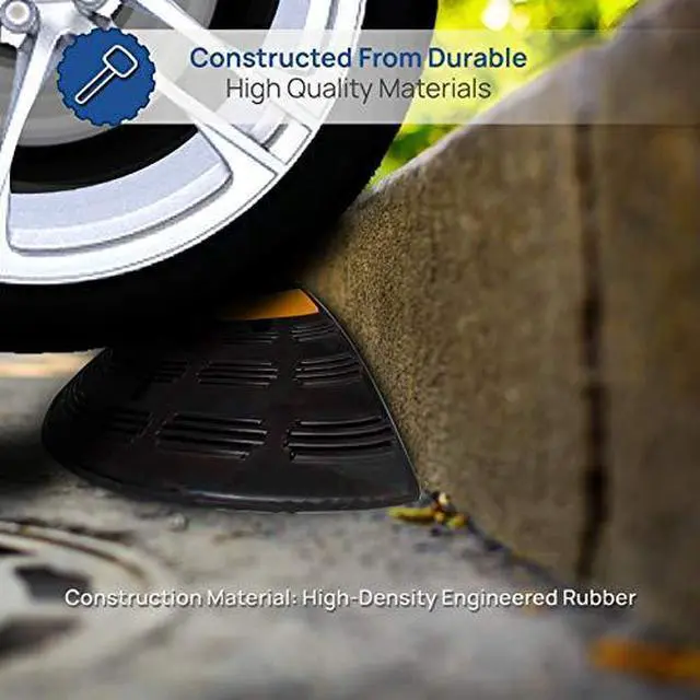 Alt view image 6 of 7 - PYLE Vehicle Curb Ramp End Caps - 2PC Heavy Duty Rubber Threshold Driveway End Caps for Loading Dock, Garage, Sidewalk, Truck, Scooter, Bike, Motorcycle, Wheelchair Mobility - Pyle PCRBDR40