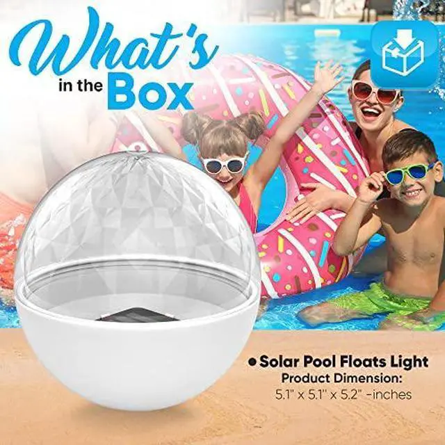 Alt view image 5 of 6 - Pyle Floating Pool Lights - Solar Pool Light with 3 Color Changing Lights - Waterproof IP68, Rechargeable Color Changing LED Night Light, Party Décor for Swimming Pool, Indoor & Outdoor