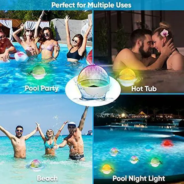 Alt view image 3 of 6 - Pyle Floating Pool Lights - Solar Pool Light with 3 Color Changing Lights - Waterproof IP68, Rechargeable Color Changing LED Night Light, Party Décor for Swimming Pool, Indoor & Outdoor