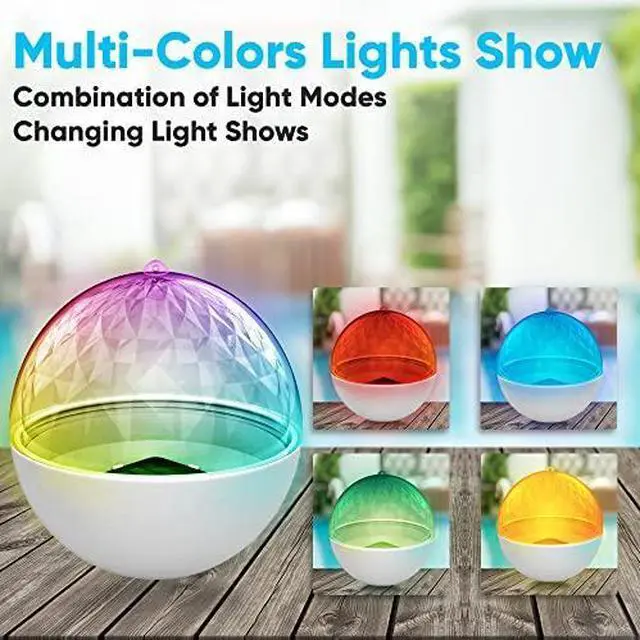 Alt view image 2 of 6 - Pyle Floating Pool Lights - Solar Pool Light with 3 Color Changing Lights - Waterproof IP68, Rechargeable Color Changing LED Night Light, Party Décor for Swimming Pool, Indoor & Outdoor