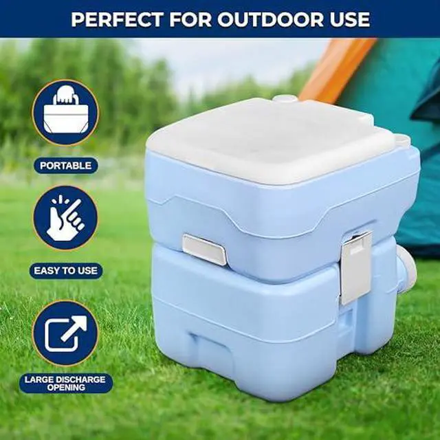 Alt view image 5 of 6 - SereneLife 5.2 Gallon Portable Camping Toilet with Carry Bag, Plastic Funnel, and Hand Spray For Adults, Portable Potty for Camping, Hiking, RoadTrip, Car, Tent (Blue)